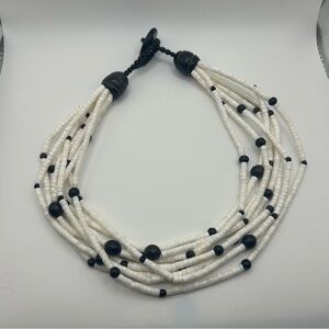 Chic 8 strand Black and White Beaded Necklace